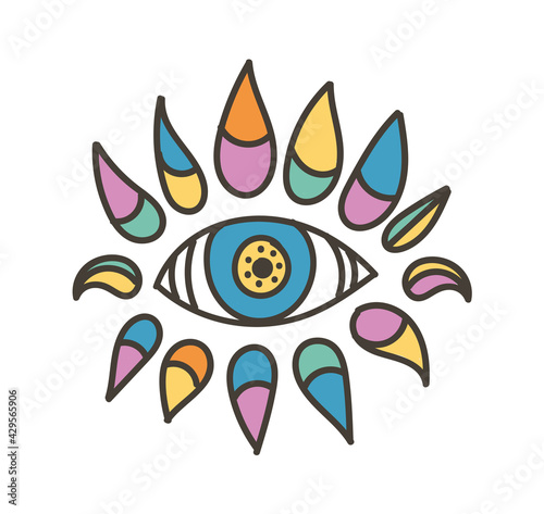 Colorful eye talisman as an occultism and prophecy sacred symbol