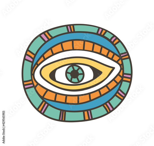 Colorful eye talisman as an occultism and prophecy sacred symbol