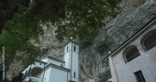 Hermitage of Calomini on the Tuscan mountains of the Apuan Alps, in Garfagnana.The building is set in the rock and can be reached by a steep road. photo