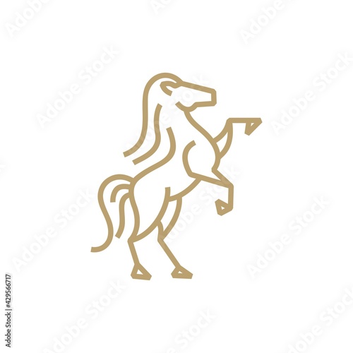 standing horse monoline logo vector icon illustration