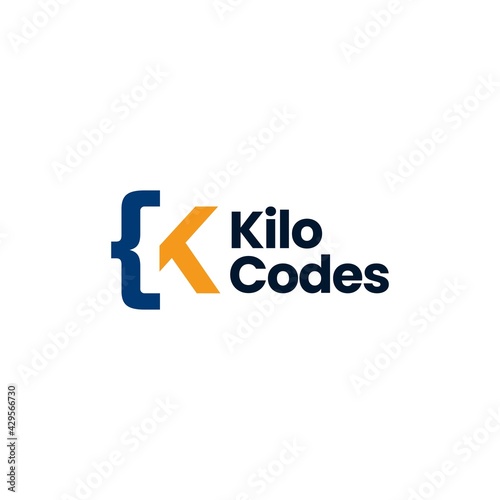 k letter mark code logo vector icon illustration