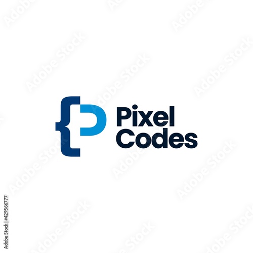 p letter mark code logo vector icon illustration