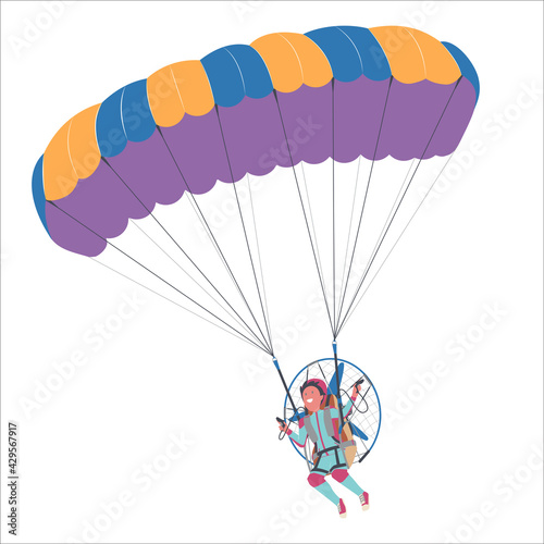 The paraglide pilot man on the sky, paragliding with sportswear, extreme sports activity ourdoor style.