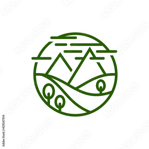 Nature Landscape logo design vector illustration, Creative Nature Landscape logo design concept template, symbols icons