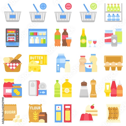 Supermarket and Shopping mall related icon set 2, flat style