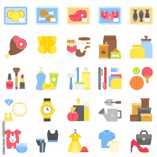 Supermarket and Shopping mall related icon set 3, flat style
