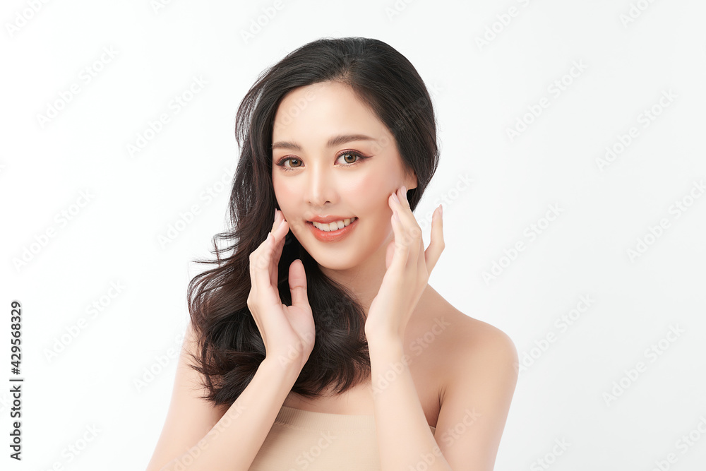 Beautiful young asian woman with clean fresh skin on white background, Face care, Facial treatment, Cosmetology, beauty and spa, Asian women portrait Beautiful young asian woman with clean fresh skin on white background, Face care, Facial treatment, Cosmetology, beauty and spa, Asian women portrait