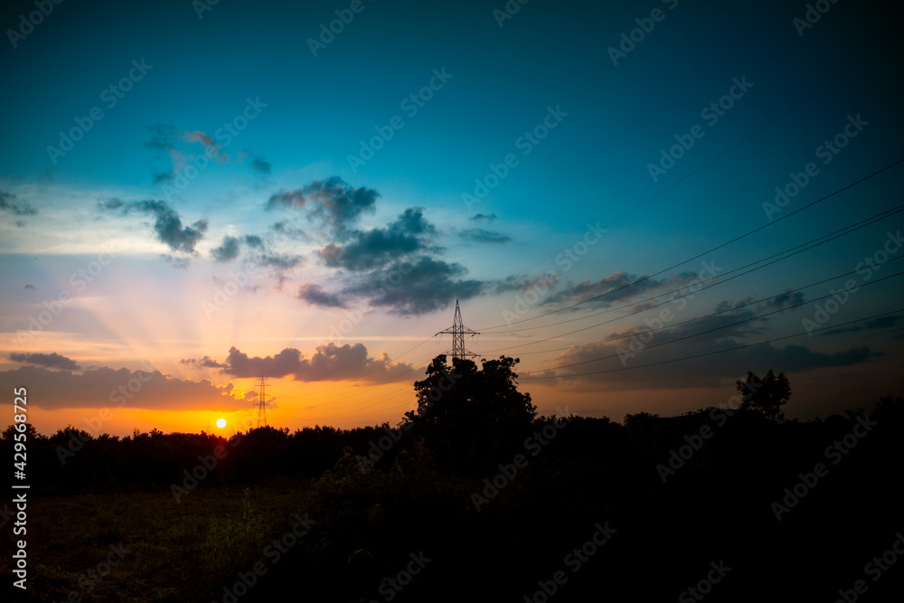 Fototapeta premium sunset in the city