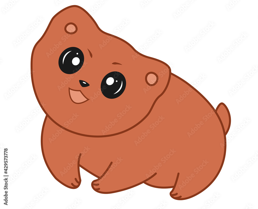 Cute brown bear. Cute flat vector illustrations in children's cartoon style. A funny character. Isolated on white background Cute brown bear. Cute flat vector illustrations in children's cartoon style. A funny character. Isolated on white background