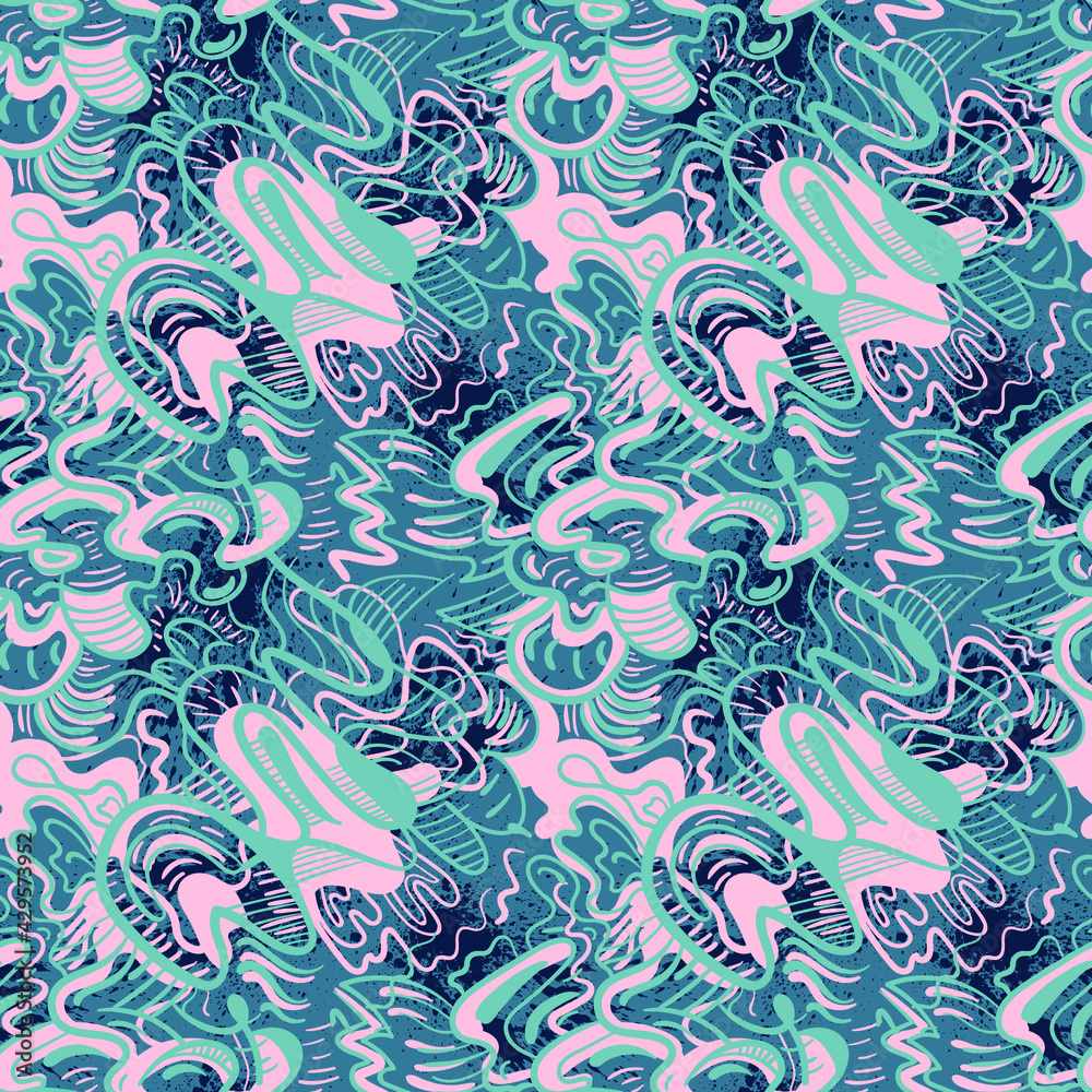 Fototapeta premium abstract, art, artwork, aztec, background, chaotic, character, cloth, clothes, contemporary, creative, decoration, decorative, design, doodle, drawing, fabric, face, fashion, funny, geometric, graphic