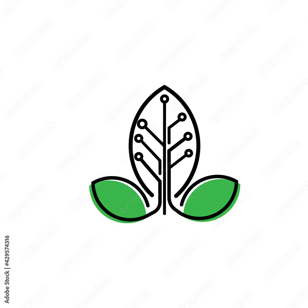 Techno Leaf logo vector concept icon element and template for company Techno Leaf logo vector concept icon element and template for company