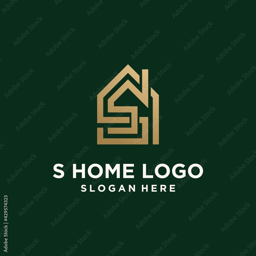 Set creative letter S building real estate logo template Set creative letter S building real estate logo template