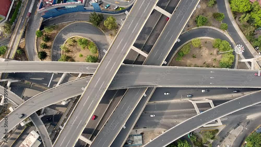Aerial view of cross street in Mexico city Aerial view of cross street in Mexico city