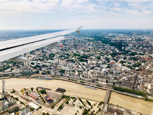 French city view from the plane Nantes