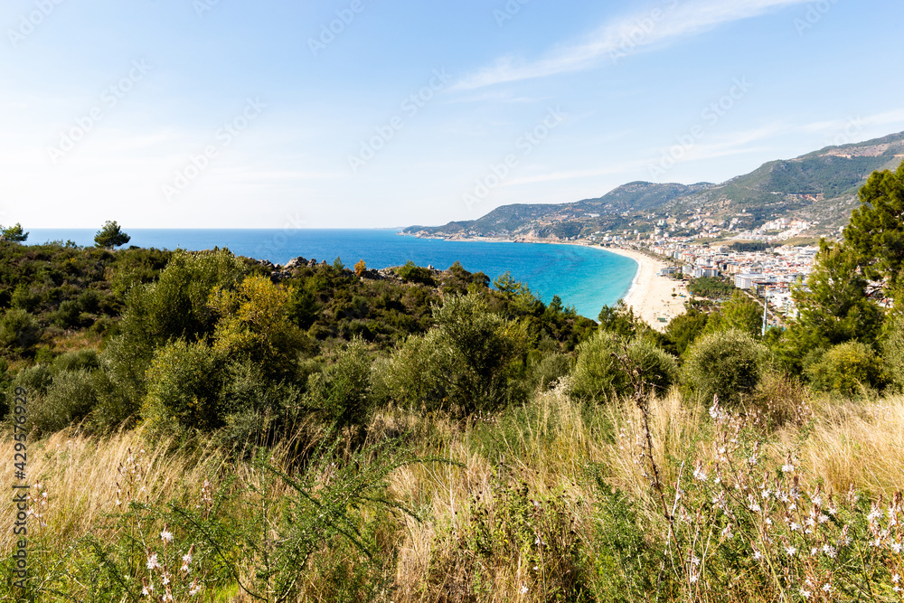 Mediterranean coastline. Blue sea, hills and clear sky. Mediterranean coastline. Blue sea, hills and clear sky.