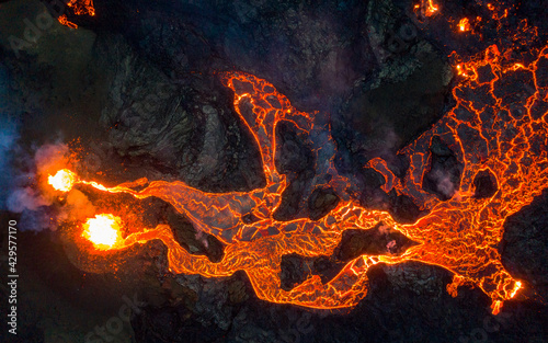 fagradalsfjall volcano eruption, iceland, volcano, lava show  photo