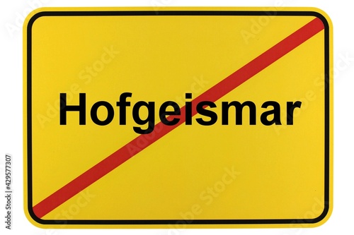 Illustration eines Stadtausgangsschildes der Stadt Hofgeismar photo