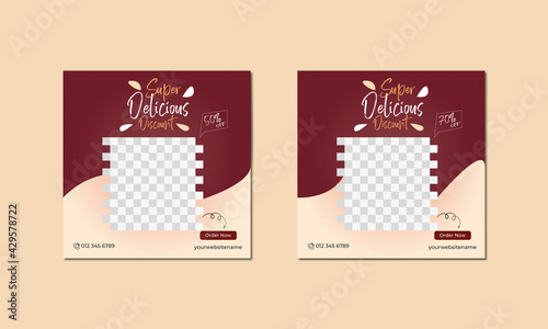 Modern & Elegant Super Discount Food Offer Social Media Post