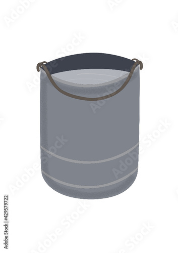 Vector illustration of gray bucket full of water