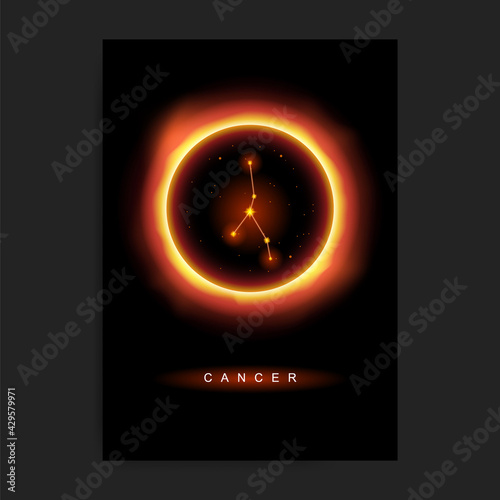 Cancer zodiac constellation in modern, luxury, esoteric, celestial, boho style, fit for paranormal, tarot reader, astrology, horoscope