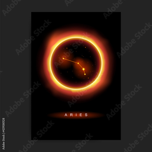Aries zodiac constellation in modern, luxury, esoteric, celestial, boho style, fit for paranormal, tarot reader, astrology, horoscope