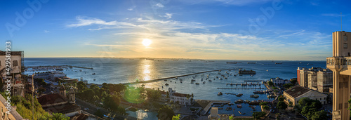 Quadro em tela Panoramic image of the port of the Brazilian city of Salvador de Bahia