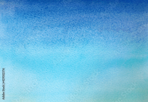 Blue watercolor texture. Watercolor background horizontal. Drawn by hand. For banners, posters and other designs.