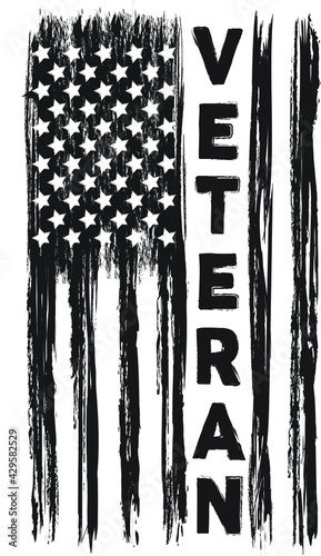 Vector Of The Distressed American Flag - Veteran usa Flag