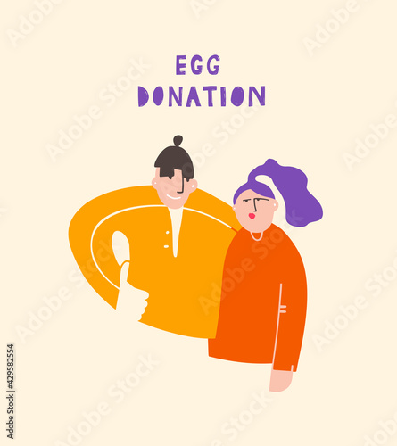 A happy married couple as a result of a long-awaited pregnancy. Pregnancy, surrogacy, in vitro fertilization, embryo cultivation and transfer. Vector illustration. Flat style.