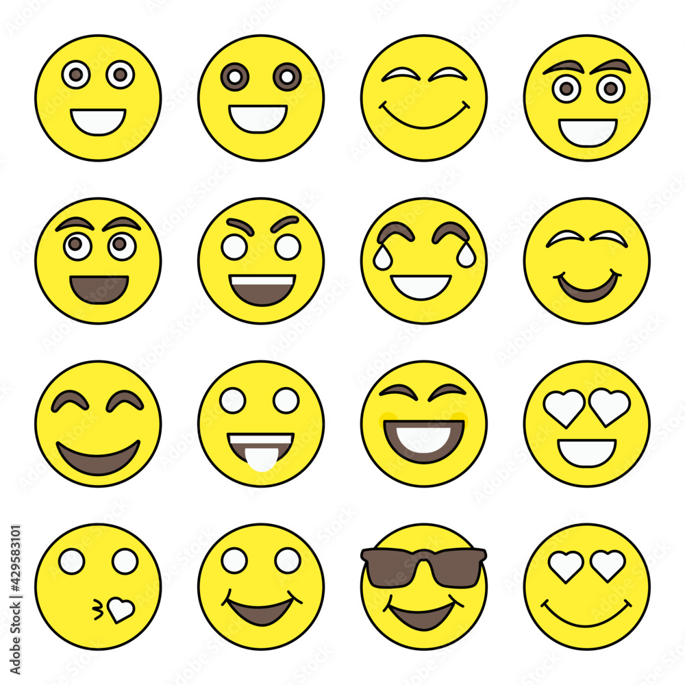 Fototapeta premium Pack of Emoji Flat Icons