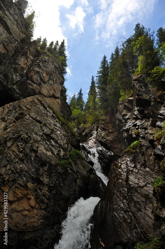 Kairak waterfall. Mountainous area near the city of Almaty.