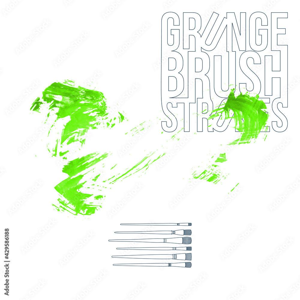 Fototapeta premium Green brush stroke and texture. Grunge vector abstract hand - painted element. Underline and border design.