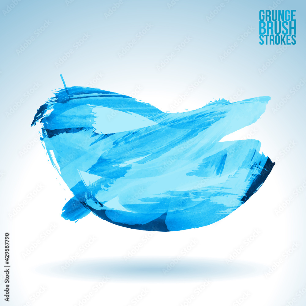 Fototapeta premium Blue brush stroke and texture. Grunge vector abstract hand - painted element. Underline and border design.