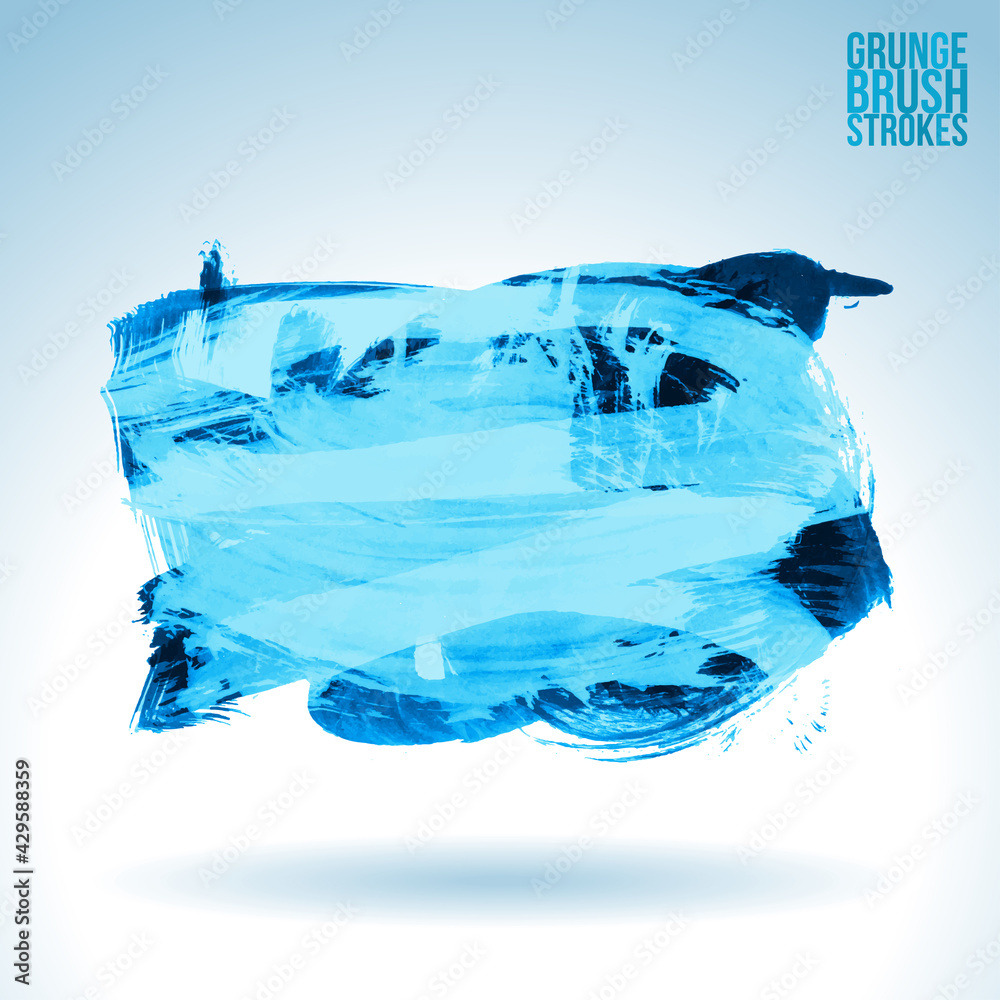 Fototapeta premium Blue brush stroke and texture. Grunge vector abstract hand - painted element. Underline and border design.