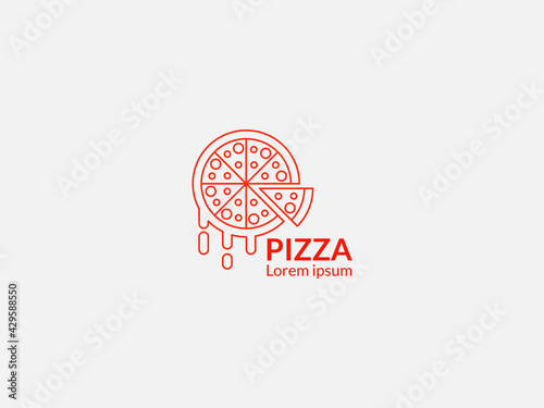 Delicious pizza logo for pizza food restaurant or pizza food shop, fast food cafe logotype design Vector illustration