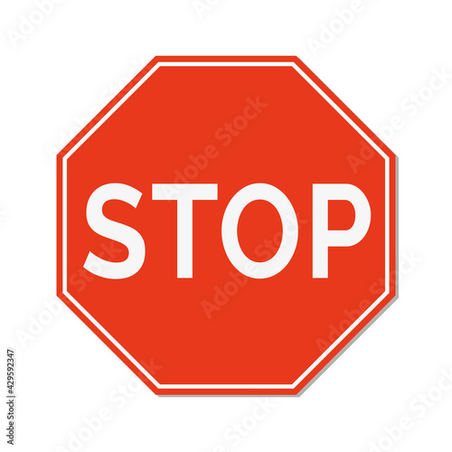 Vector red stop sign. Stop icon.