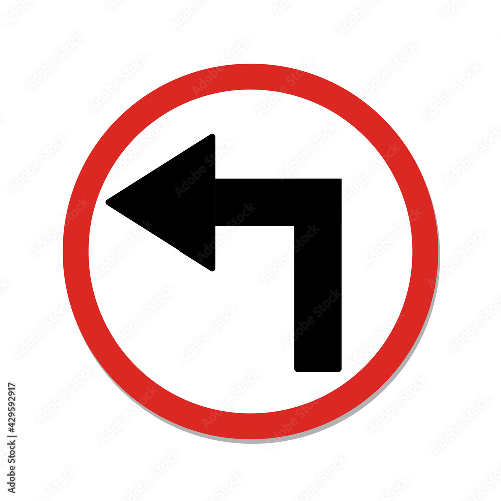 Turn left sign. Vector illustration of traffic signs in flat style. Turn left sign. Vector illustration of traffic signs in flat style.