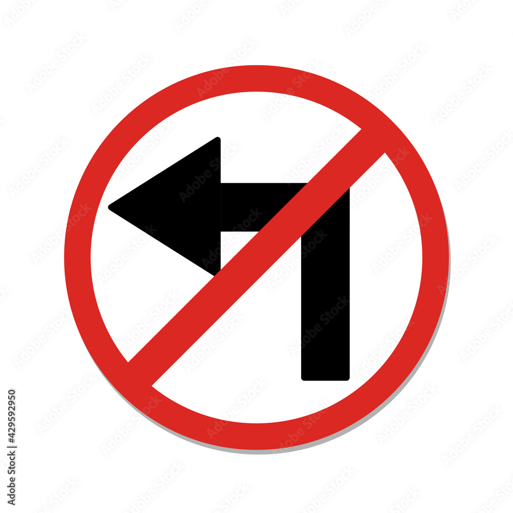 Vector illustration of traffic signs in flat style. Traffic is prohibited from turning left. Vector illustration of traffic signs in flat style. Traffic is prohibited from turning left.