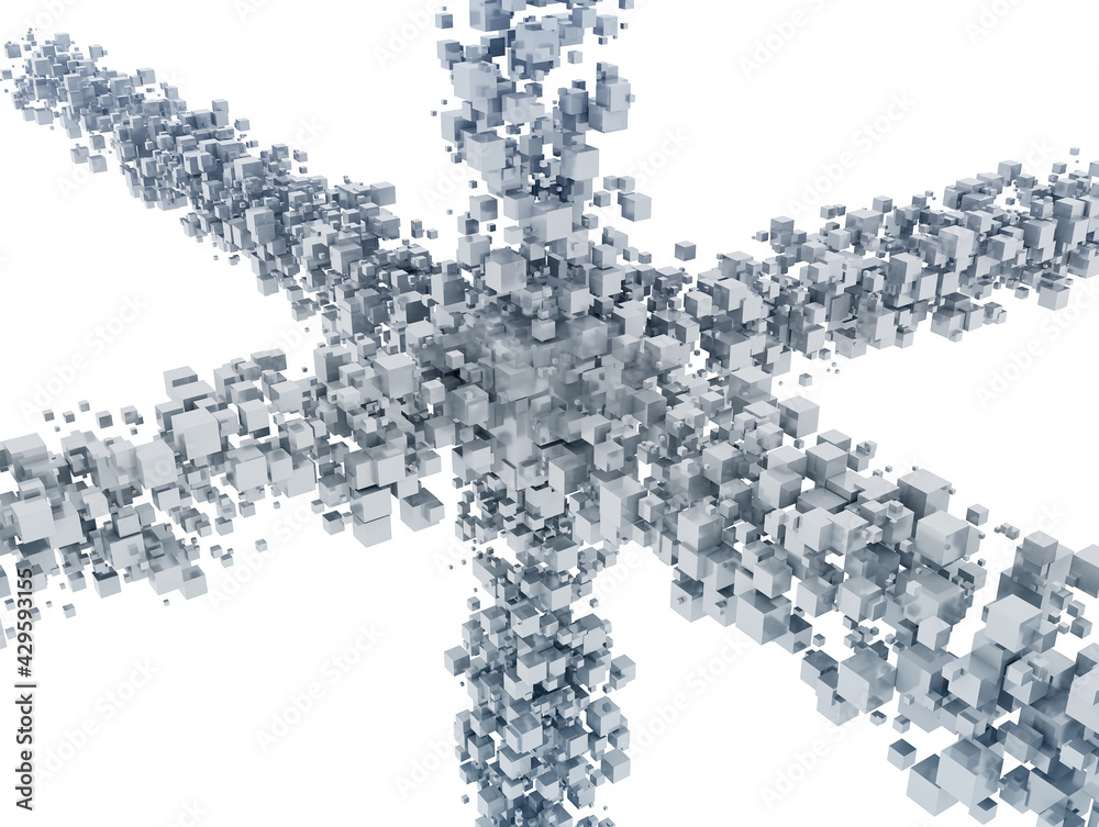 Big data, blockchain and technology concept with cubes. 3D illustration isolated on white background Big data, blockchain and technology concept with cubes. 3D illustration isolated on white background