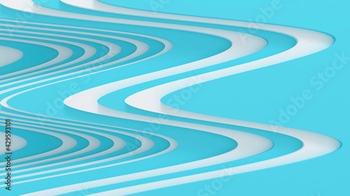 3d abstract lines background blue and white layer waves. 3d render