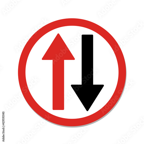 Give way to oncoming vehicles. (used at traffic bottleneck points)