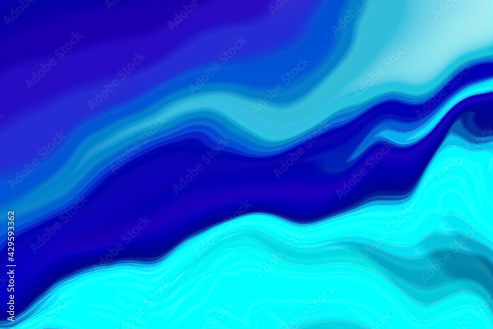 Blue flowing liquid waves abstract motion blurred background.