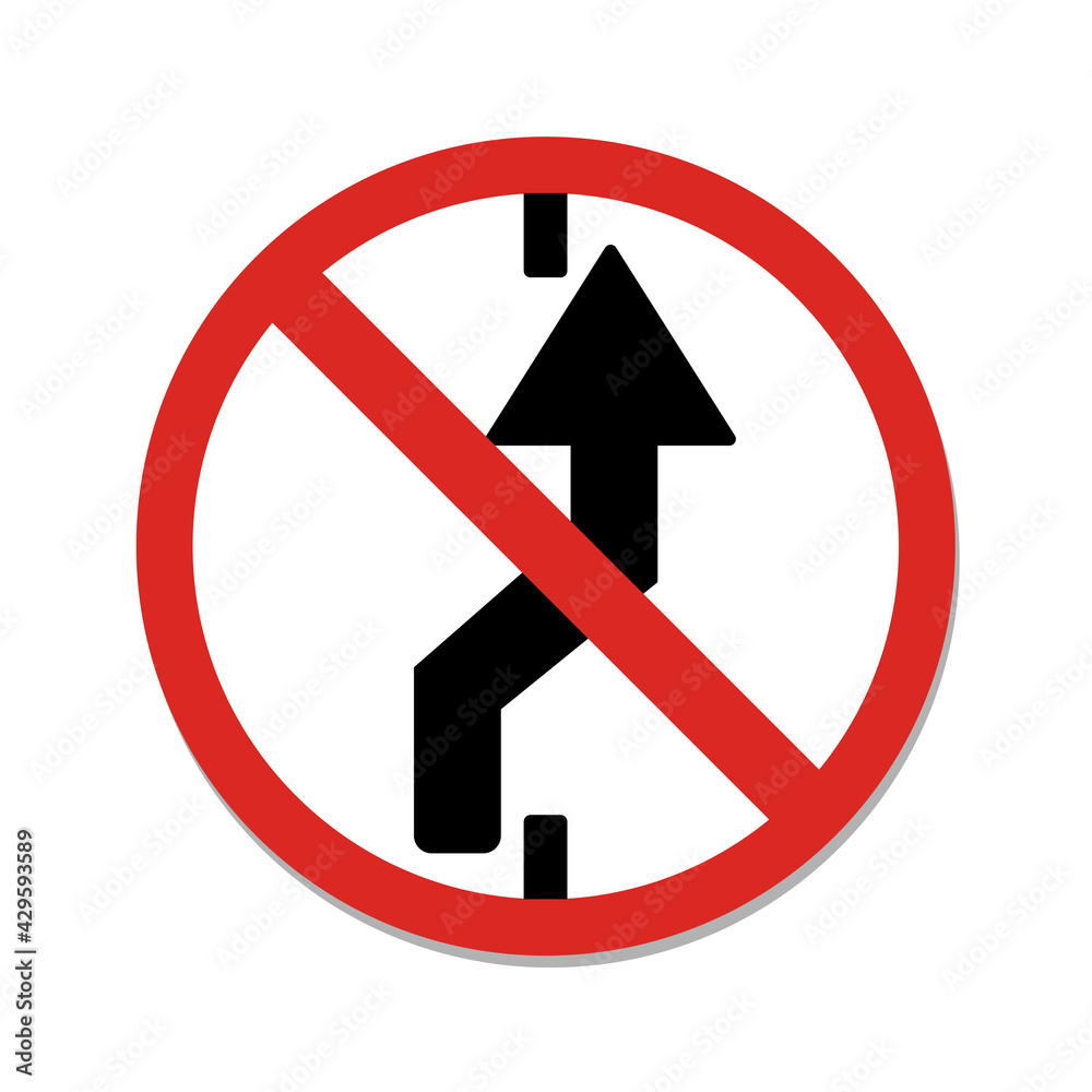 No changing to right lane traffic sign. No changing to right lane traffic sign.
