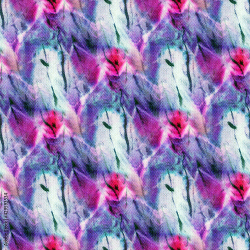 Seamless tie-dye pattern  on white silk