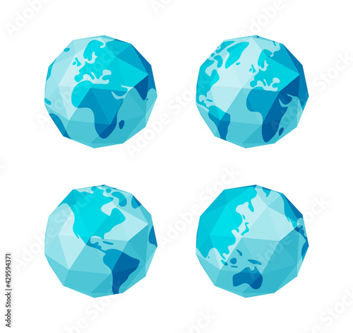 Vector Illustration set of polygonized earth ( globe )