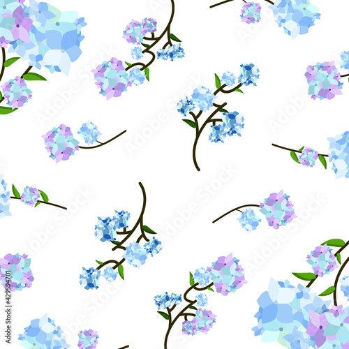 Elegant flower seamless pattern with blooming hydrangea vector background design