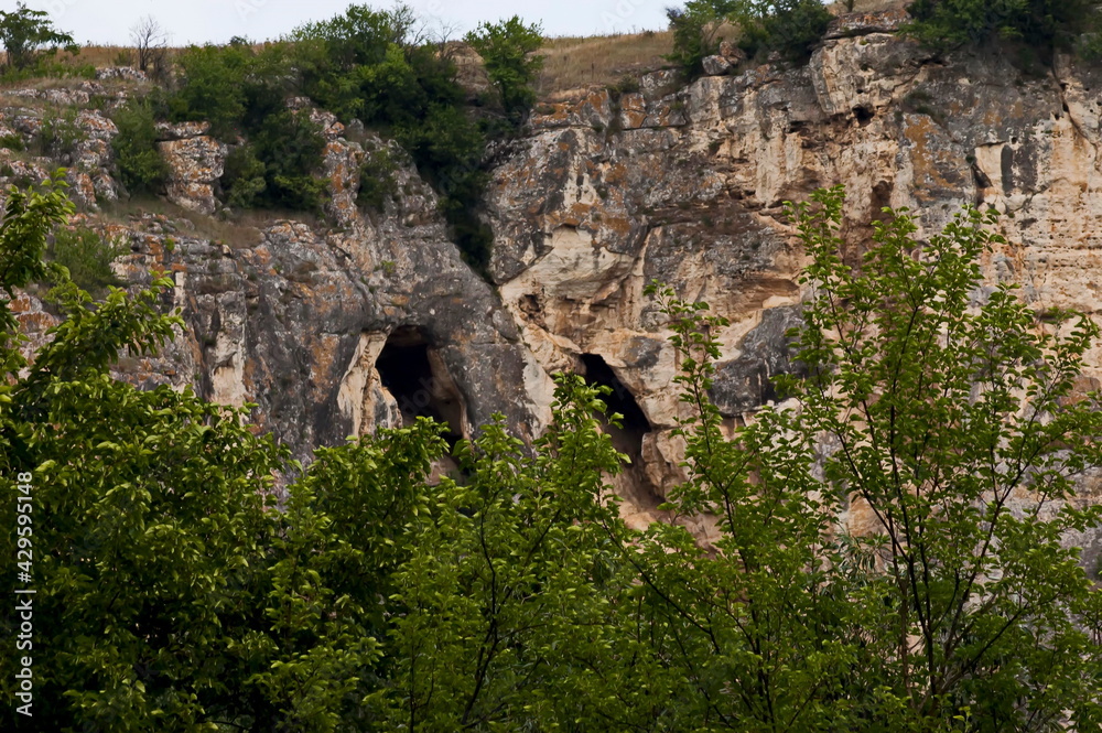 Exterior view of the ruins of the own aqueduct of the medieval town of Cherven in Bulgaria 