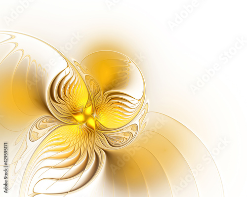 Abstract fractal golden pattern on white background