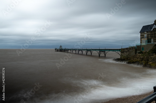 Clevedon Pier during winter storm.