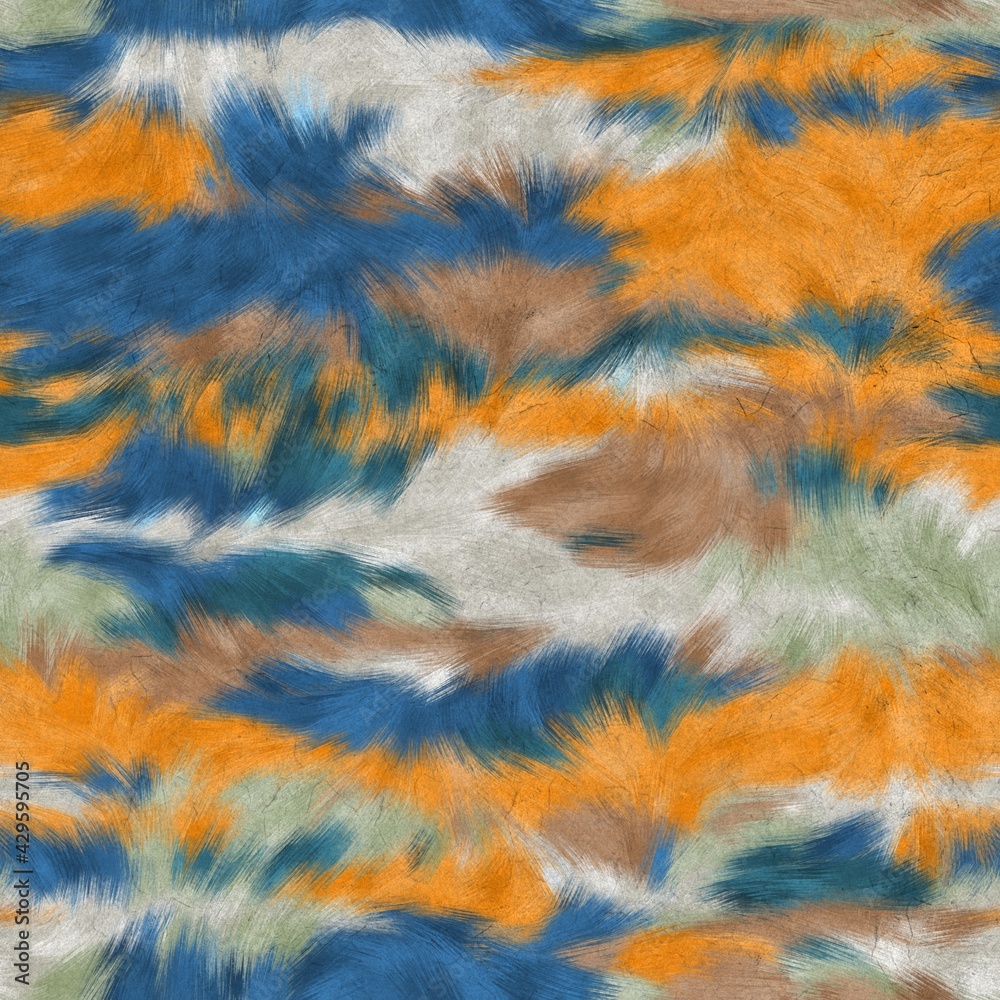 Seamless faux digital paint stroke camo pattern print. High quality illustration. Procedural painting with realistic brush strokes in bright trendy colors in camouflage shapes. Surface design print. Seamless faux digital paint stroke camo pattern print. High quality illustration. Procedural painting with realistic brush strokes in bright trendy colors in camouflage shapes. Surface design print.